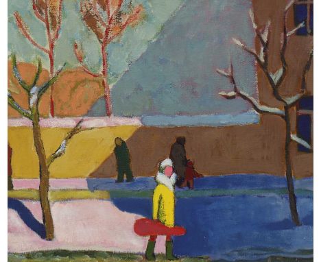 Vladimir Aldoshin (b.1951)On the way to the music schoolsigned in Cyrillic l.r., also signed, inscribed as titled and dated 1