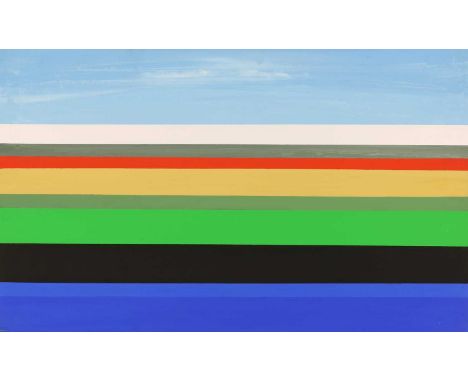 *Peter Denmark (1950-2014)Stripessigned 'Peter Denmark' verso, acrylic on canvas55 x 91.5cm, unframed*Artist's Resale Right m