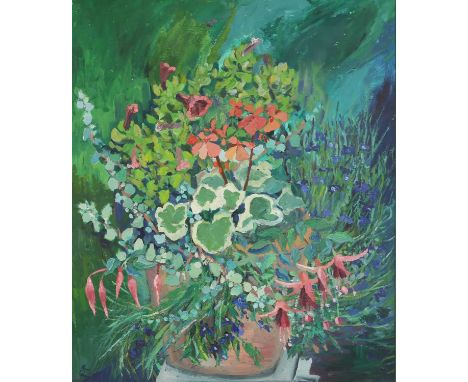 *Gwynneth Reynolds (1926-2017)Flowers in a terracotta potsigned with initials l.l., oil on board72 x 60cm*Artist's Resale Rig