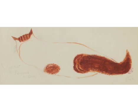 *Anne Harriet Fish (1890-1964)Violet - a study of a catsigned 'Fish' and inscribed 'Violet to Edmond &amp; Don', pencil and w