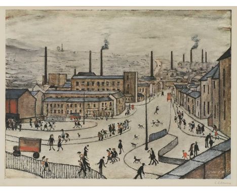 *Laurence Stephen Lowry RA (1887-1976)'Huddersfield'offset lithograph in colours, signed 'L S Lowry' in pencil l.r., with Fin