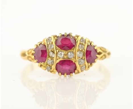Edwardian 18ct ruby and diamond ring Birmingham 1902 Condition Report Approx 2.5gm, ring size = K-L