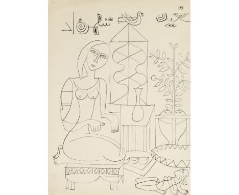 Shakir Hassan Al Said (Iraq, 1925-2004)One Thousand and One Nights (Alf Laylah wa-Laylah) ink on paper in nine parts variousl