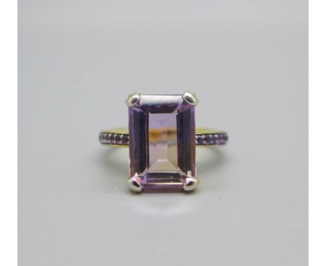 A silver gilt, ametrine, amethyst and citrine ring, S 