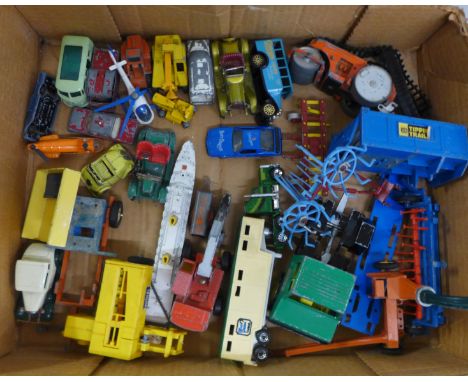 Die-cast model vehicles and toys, playworn including Dinky, Corgi, Lesney, etc. 