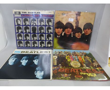 A collection of LP records, The Beatles and Rolling Stones (11) 