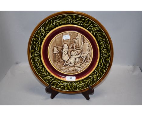 A vintage ceramic plate by Schutz Blansko Austria depicting children playing