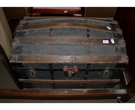 Wooden bound dome top trunk 