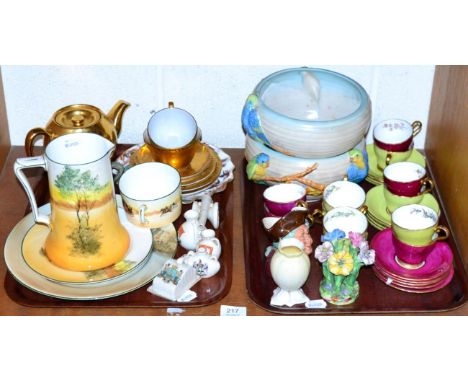 Group of 20th century ceramics including a Royal Doulton series ware jugs, plates etc, Clarice Cliff vases, Aynsley part tea 