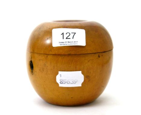 A George III apple tea caddy Stem lacking from top. Hinge corroded (possibly a replacement), lock lacking (internal damage wh