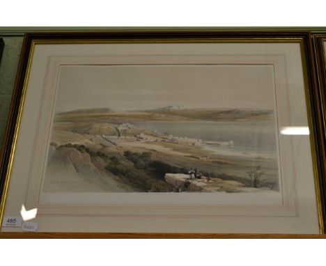 David Roberts (British, 1796-1864) City of Tiberias on the Sea of Galilee, 1844, London, F.G. Moon, hand-coloured lithograph 