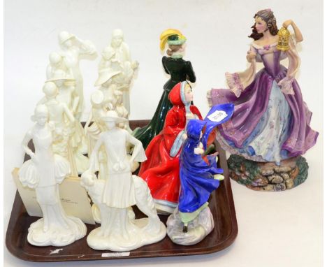 A collection of ten Royal Worcester bone china ''The 1920's Vogue Collection'' figures and four others by Royal Doulton Coalp