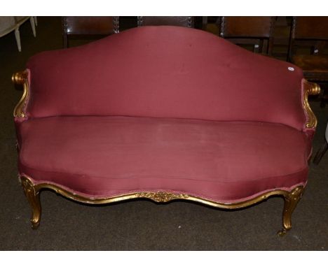 A French scroll carved gilt frame two seater sofa 