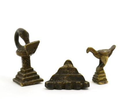 An African bronze 'Sankofa' (translation 'go back and fetch it') bird gold weight,  Ashanti or Akan, circa 19th century, of s