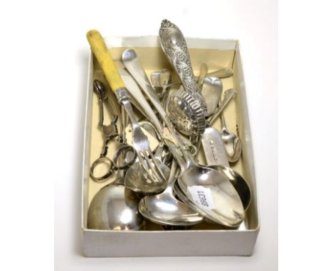 A collection of Georgian and later silver and plated flatware 16.8 ozt