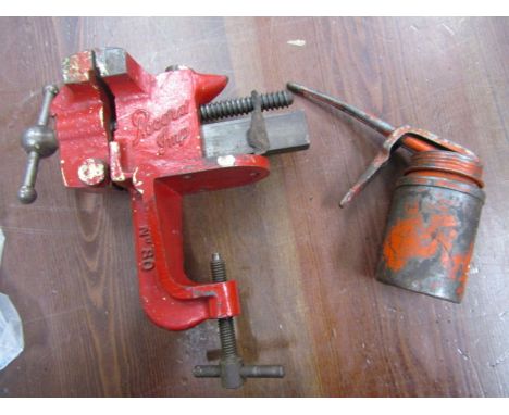 A Record Imp clamp and vintage mini oil can