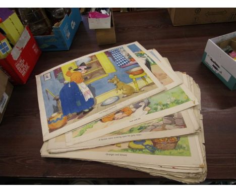1940/50's nursery rhyme/story prints approx 60 21x17"