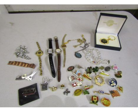 Watches including Rotary, costume jewellery and pin badges&nbsp;