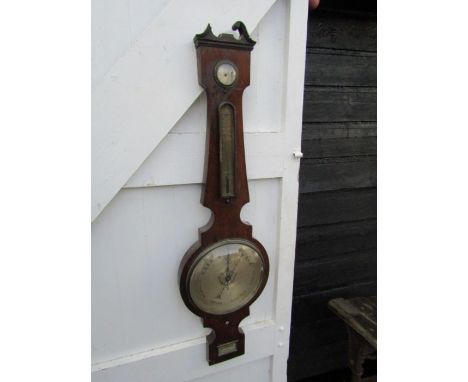 Oak framed Vismara of Bury wheel barometer (some pieces of wood are missing as seen in pictures) H110cm approx&nbsp;
