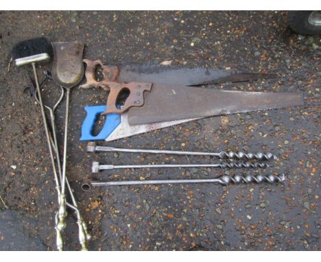 Large drill bits? 3 vintage saws and companion set items
