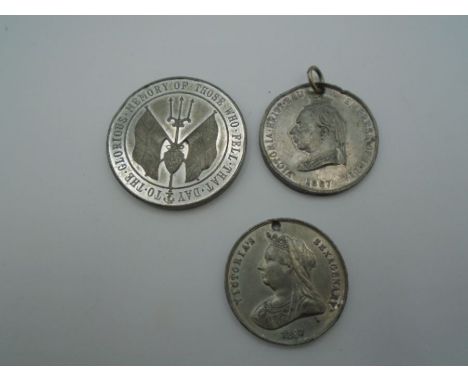Three medals - May 1916 The German fleet Jutland 'Glorious memory of those who fell that day' an 1897 Queen Victoria 'Longest