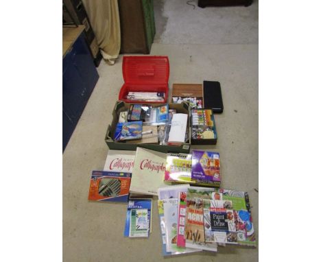 Art supplies including brushes, pencils and paint etc