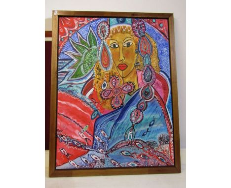 Brazilian naive art, acrylic on canvas signed 88x68cm