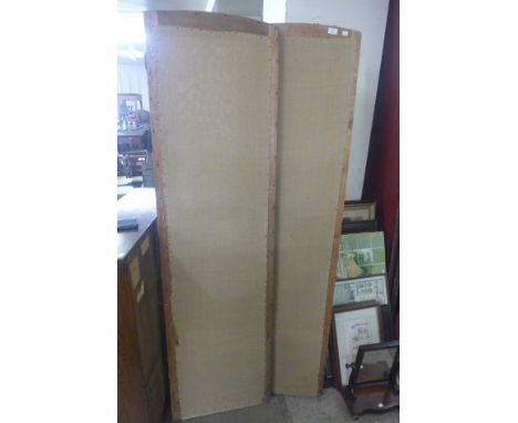 A pair of pine two panel folding dressing screens 