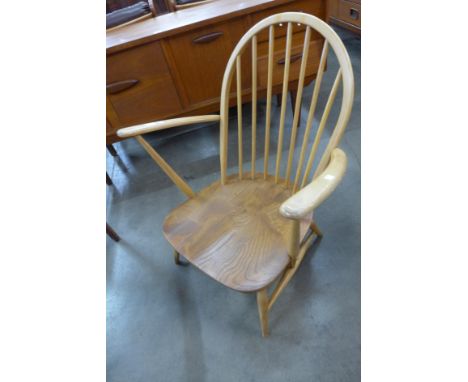 An Ercol Blonde elm and beech Windsor armchair 