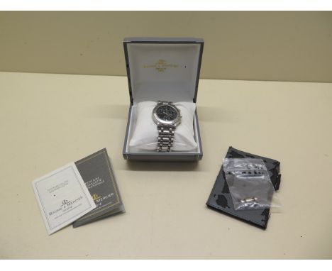 A Baume and Mercier Formula stainless steel tachymeter chronograph quartz gents wristwatch with black dial, MV04F0245043809, 