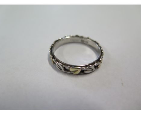 A rolled gold and silver Clogau ring, weight approx 3.2 grams, size R, boxed 