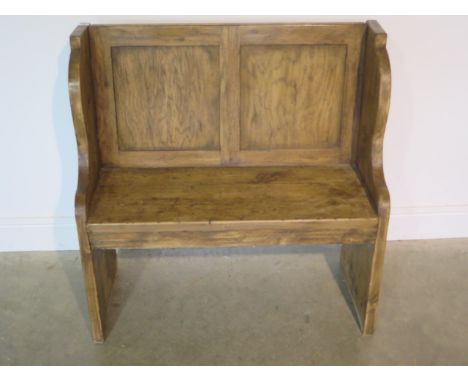 A rustic pine hall bench, 92cm tall x 91cm x 40cm 
