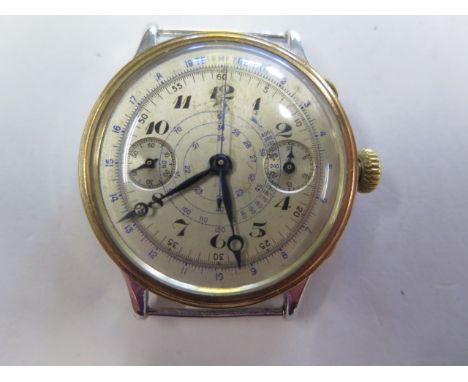 A very scarce Rattrapante split second chronograph watch with a Valjoux 84 movement and case, 40mm wide, in good condition. O