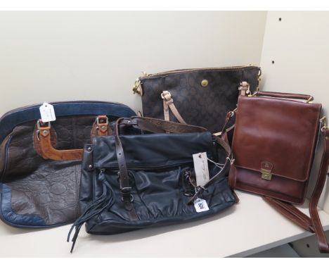 An All Saints black leather handbag, 38cm wide, a Coach leather shoulder bag, 40cm wide, a Gulliver faux crocodile slim brown