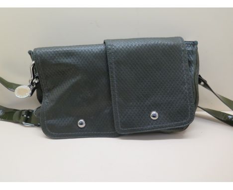 A Stella McCartney deep green leather effect handbag with internal zip pocket, 40cm wide, good condition, very minor wear 