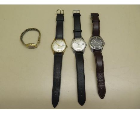 Four Seiko manual wind watches to include 3 gents watches, models 6602-1990 (2) and 66-8050, all running in saleroom 