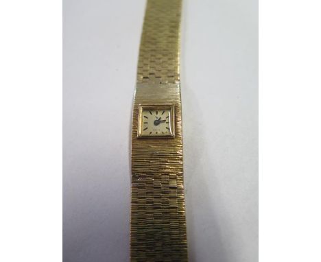 A hallmarked 9ct yellow gold ladies bracelet manual wind wristwatch, not running, weight without movement approx 39.5 grams, 