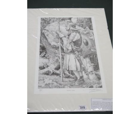 A signed limited edition print of Prince Ileu by Ed Org, number 323/850, mounted and still in cellophane, 69cm x 44cm 