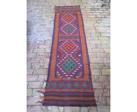 A new hand knotted woollen Suzni Kilim runner, 2.53m x 0.72m 