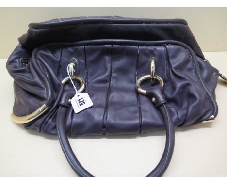 A Bally purple leather handbag with gilt metal hardware, 40cm wide, signs of light use, a little dusty, generally good condit