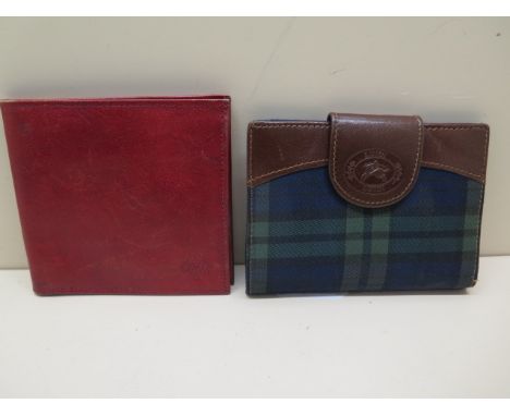 A Mulberry company red leather wallet, 11cm wide, and a Luigi wallet, 13cm wide, signs of light use, generally good condition