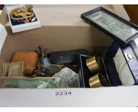 A shoe box containing glasses, jewellery etc.,