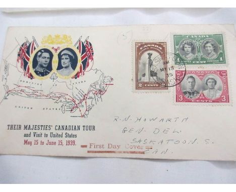 A 1939 Canada 'Their Majesties' Canadian tour first day cover.