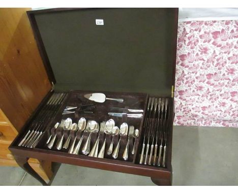 A canteen of cutlery on freestanding legs. Collect only. ****Condition report**** Missing knife, fork and sharpener. 4 large 