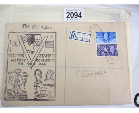 A 1946 Churchill/Hitler first day cover.