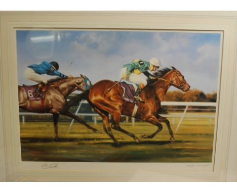 Graham Isom - limited edition horse racing print signed in pencil to the margin by Lester Piggott and the artist, No. 441/500