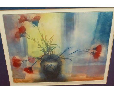 Bannon - Untitled, oil; and a limited edition print of Carnations (2)