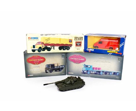 LOT OF CORGI, DINKY AND MATCHBOX DIECAST MODEL VEHICLEScomprising: Corgi: Mack B series semi 52802, Mercedes 300 Open Top 964