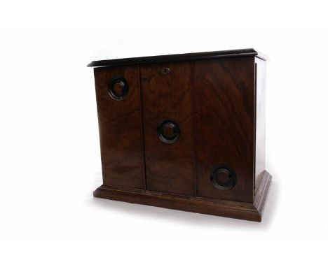 VICTORIAN WALNUT TABLE TOP STATIONARY BOXwith two hinged doors, hinged lidded top enclosing a compartmented interior with day