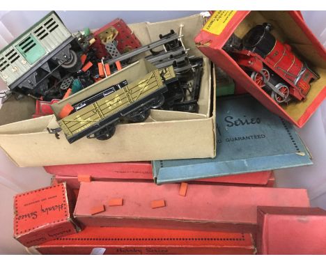 LARGE LOT OF HORNBY GAUGE 0 TRAINS AND ACCESSORIESincluding No.1 Turntable A857, Flat Truck RS 705, No. 1 Buffer Stops (Sprin